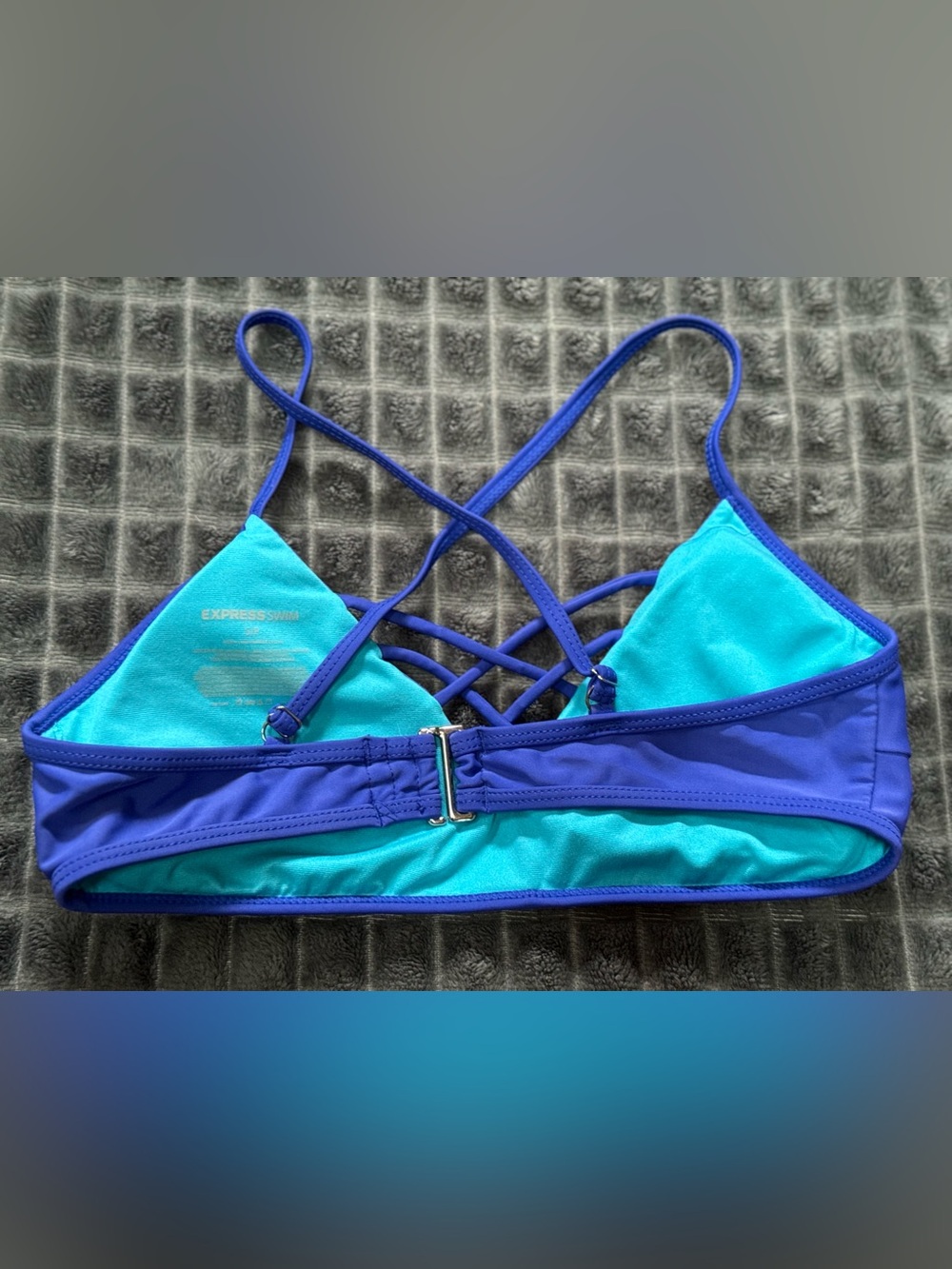 2/$20 Express Small Blue Strappy Bralette Swim Swimsuit Top - Women (B3) - Picture 3 of 5
